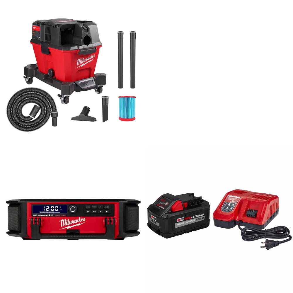 Milwaukee 0910-20 M18 FUEL Vacuum W/ M18 Radio + Charger & FREE Starter Kit