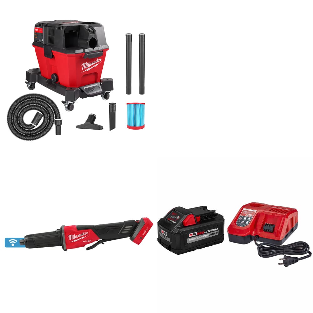 Milwaukee 0910-20 M18 FUEL Vacuum W/ 2984-20 M18 Die Grinder & FREE Starter Kit