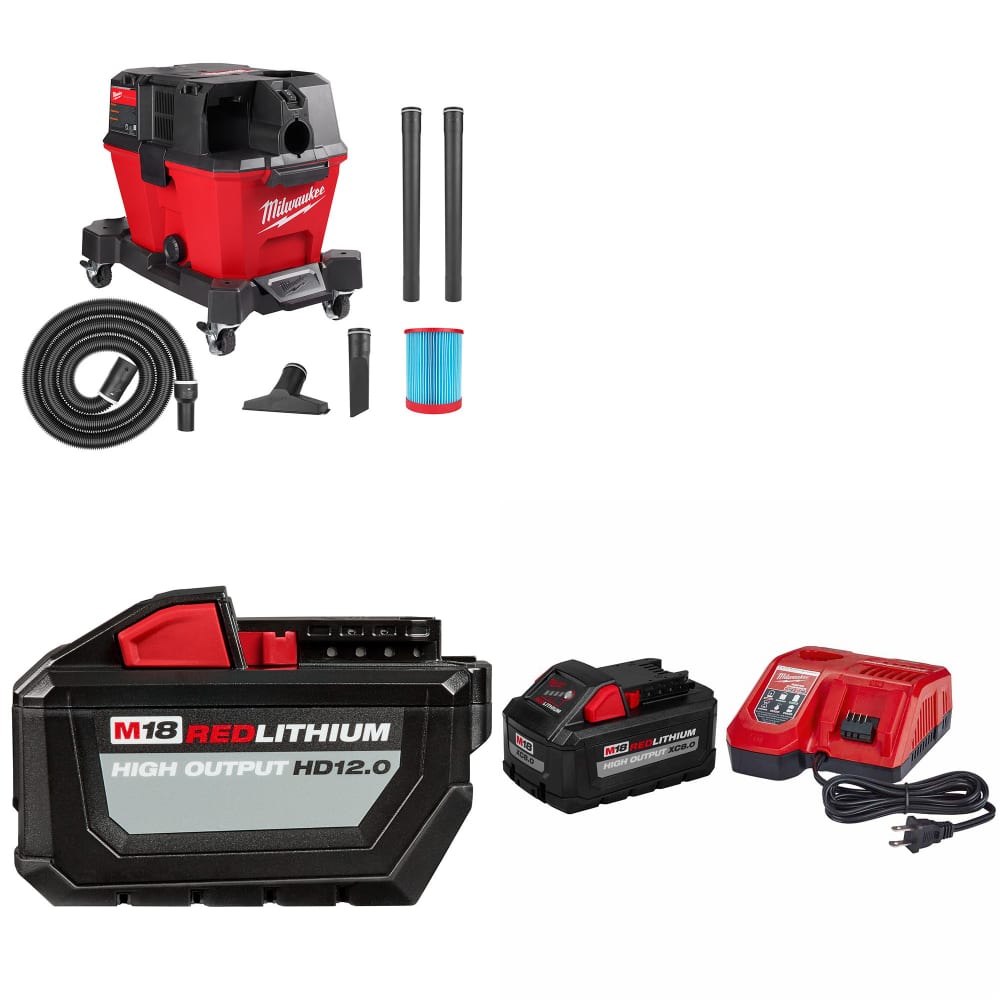 Milwaukee 0910-20 M18 FUEL Vacuum W/ M18 HD12.0 Battery Pack & FREE Starter Kit