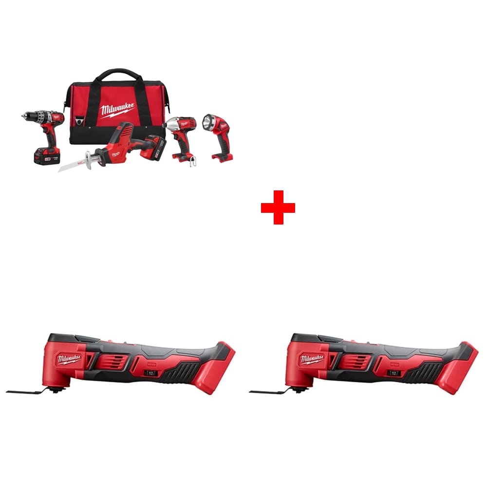 Milwaukee 2695-24 M18 4-Tool Combo Kit w/ FREE 2626-20 Multi-Tool Two Pack