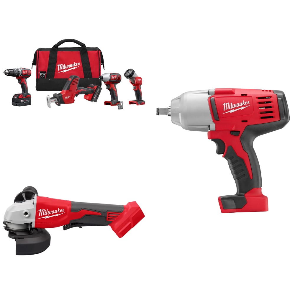 Milwaukee 2695-24 M18 4-Tool Combo Kit w/ FREE M18 Grinder & Impact Wrench