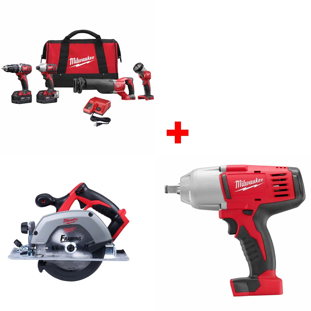 Milwaukee 2696-24 M18 4-Tool Combo Kit w/ FREE M18 Circular Saw & Impact Wrench
