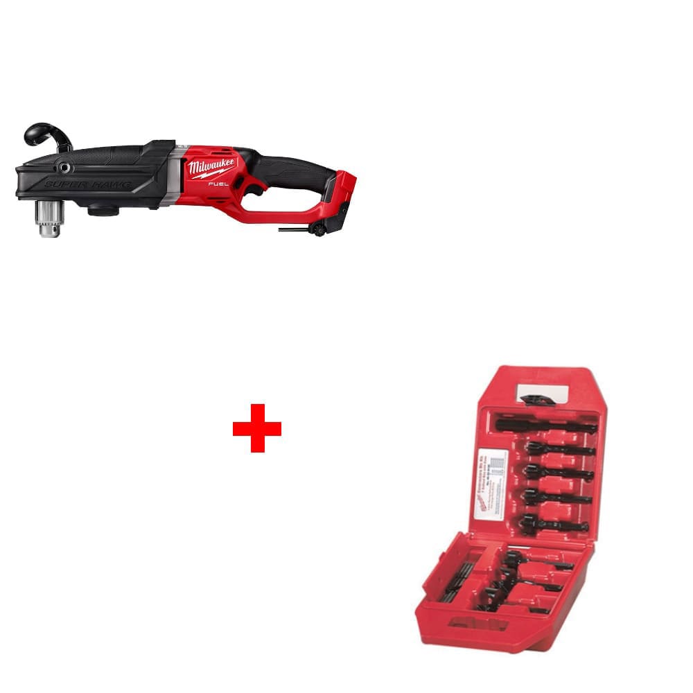 Milwaukee 2809-20 M18 FUEL 1/2 Right Angle Drill w/ FREE 49-22-0130 7Pc Bit Kit