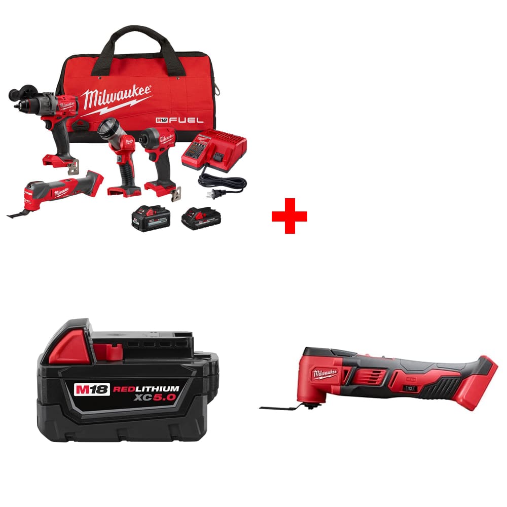 Milwaukee 3698-24MT M18 4-Tool Combo Kit w/ FREE Battery Pack & Multi-Tool