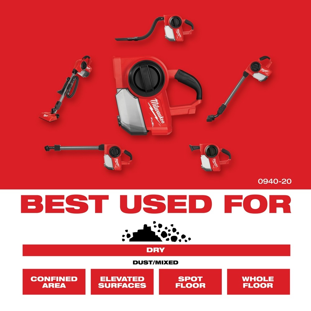 Milwaukee 0940-20 M18 FUEL Compact Vacuum, Bare Tool