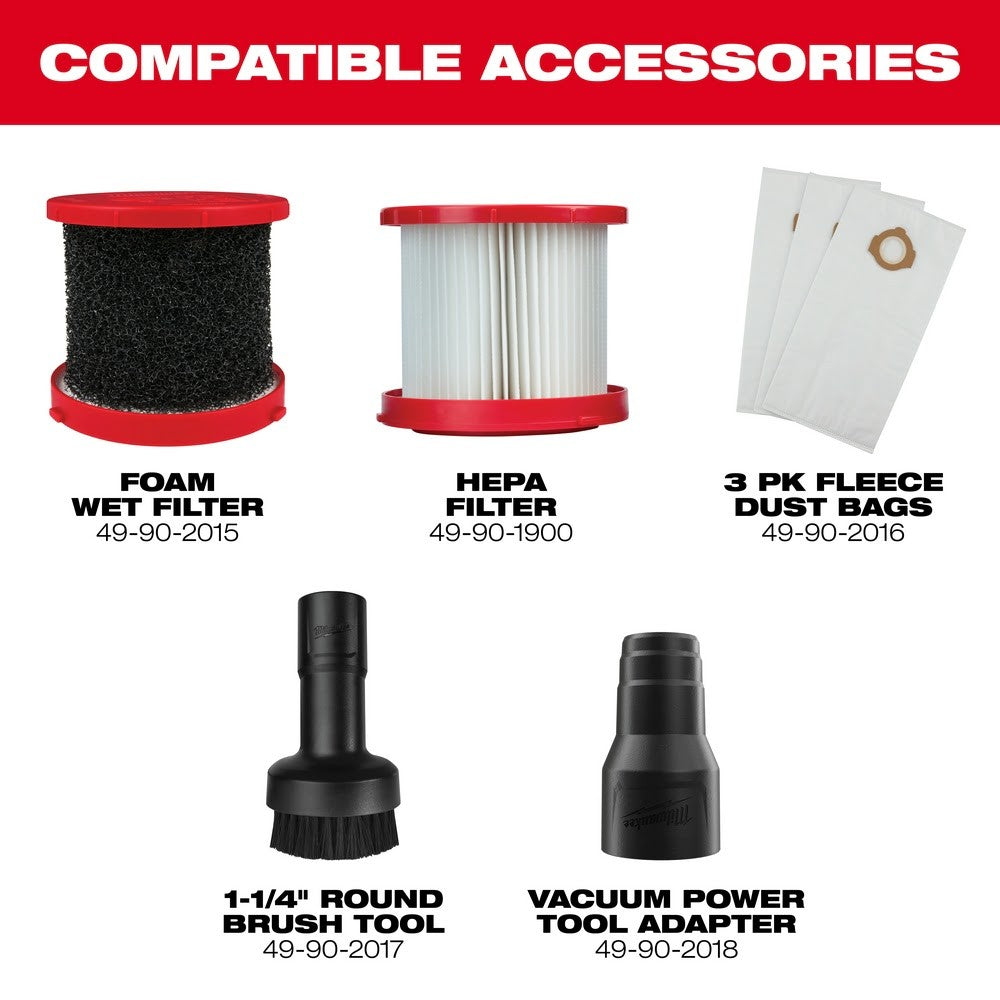 Milwaukee 0960-20 M12 FUEL 1.6 Gallon Wet/Dry Vacuum, Bare Tools