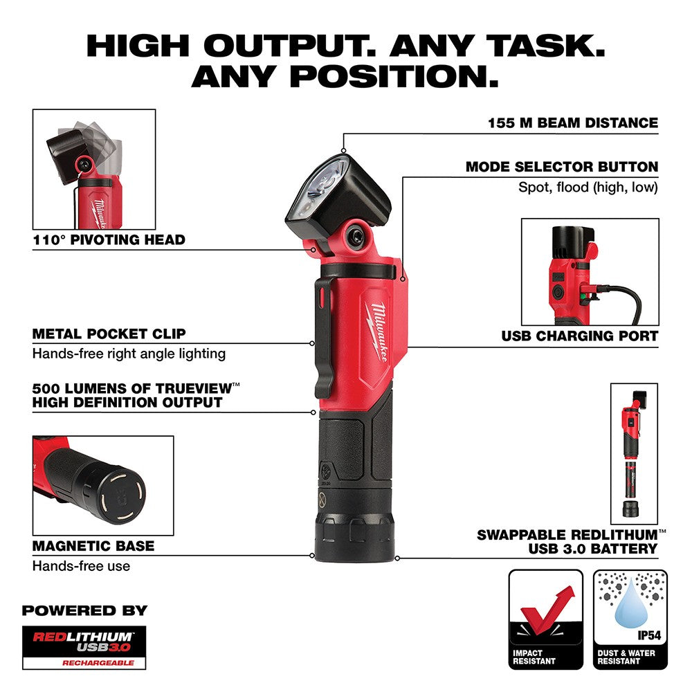 Milwaukee 2113-21 USB Rechargeable Pivoting Flashlight