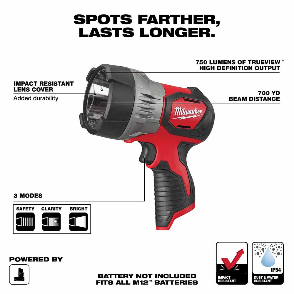 Milwaukee 2353-20 M12 TRUEVIEW LED Spotlight