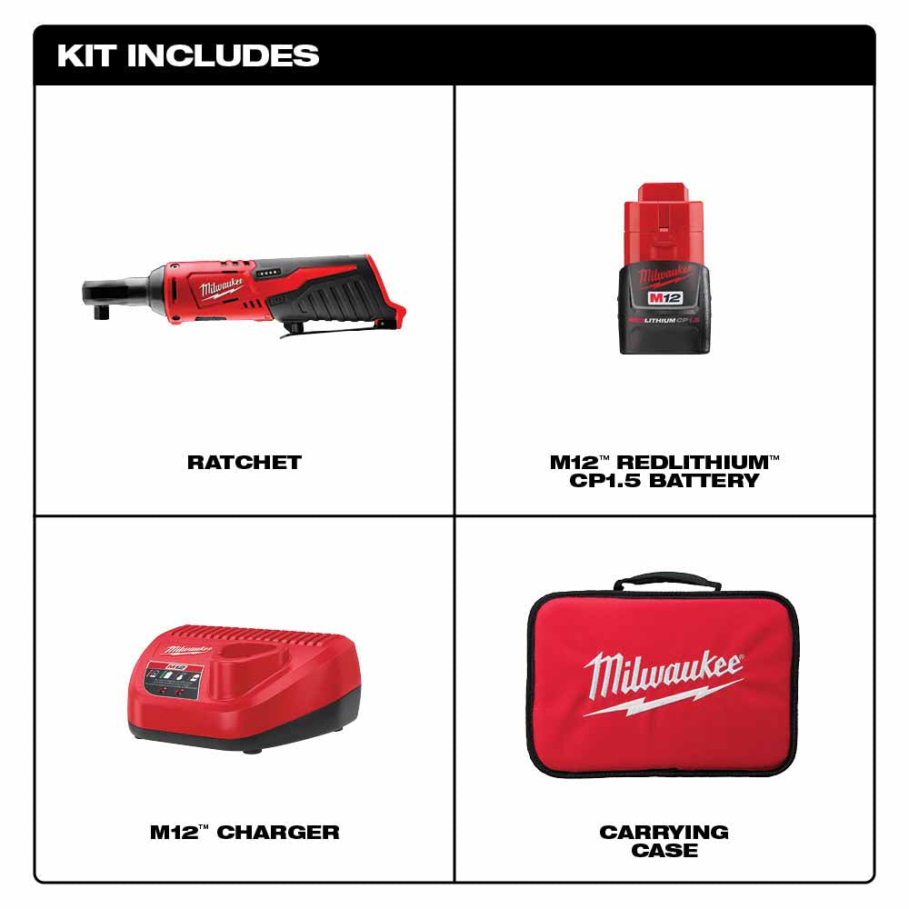 Milwaukee 2457-21 M12™ Cordless 3/8 Ratchet Kit