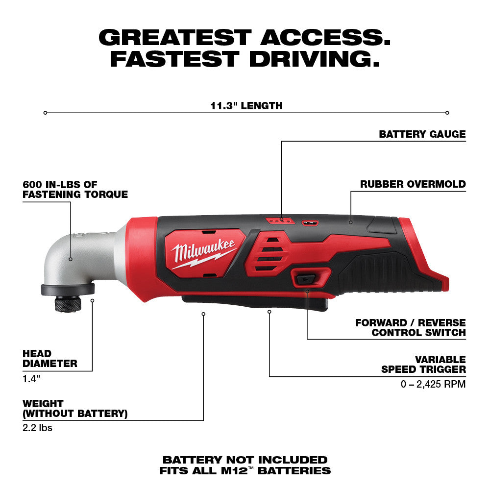 Milwaukee 2467-20 M12 1/4 Hex Right Angle Impact Driver (Tool Only)