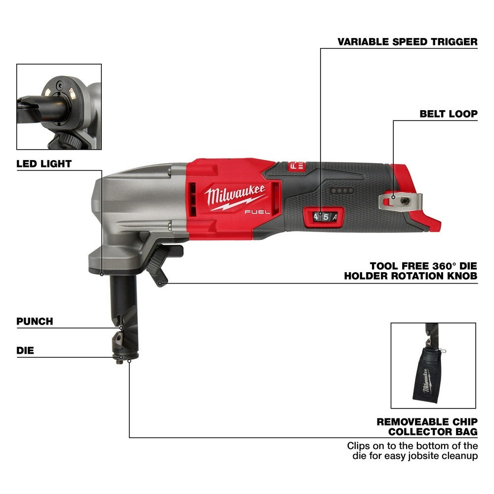 Milwaukee 2476-20 M12 FUEL 16 Gauge Variable Speed Nibbler, Bare Tool