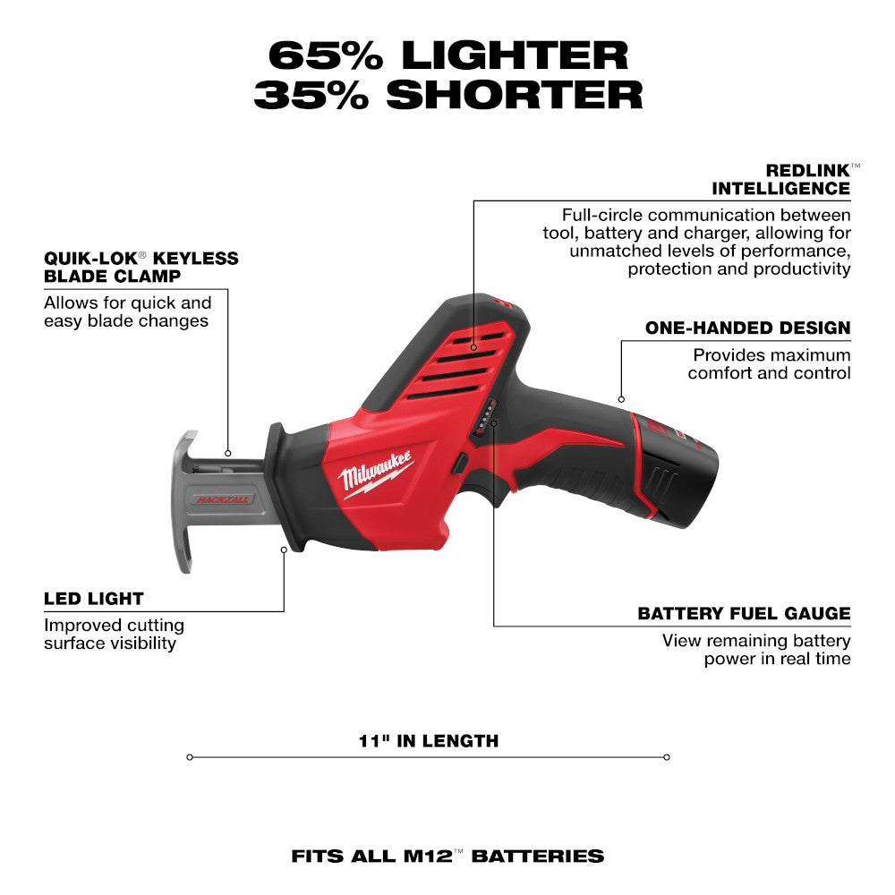 Milwaukee 2498-24 M12™ 4 - Tool Combo Kit with Drill, Impact, Hackzall™ & Flashlight