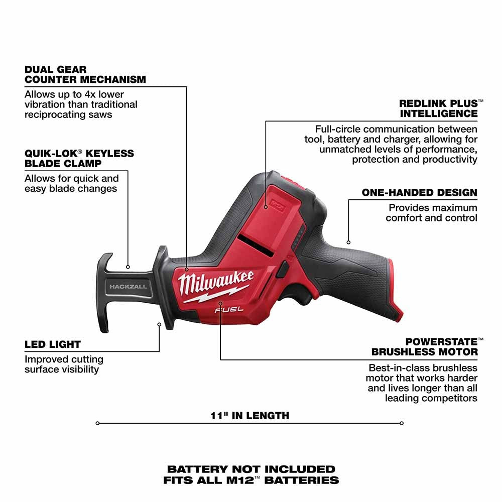 Milwaukee 2520-20 M12 FUEL HACKZALL Recip Saw, Tool Only