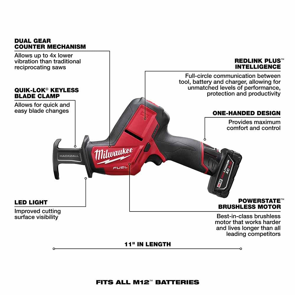 Milwaukee 2520-21XC M12 FUEL HACKZALL Recip Saw Kit
