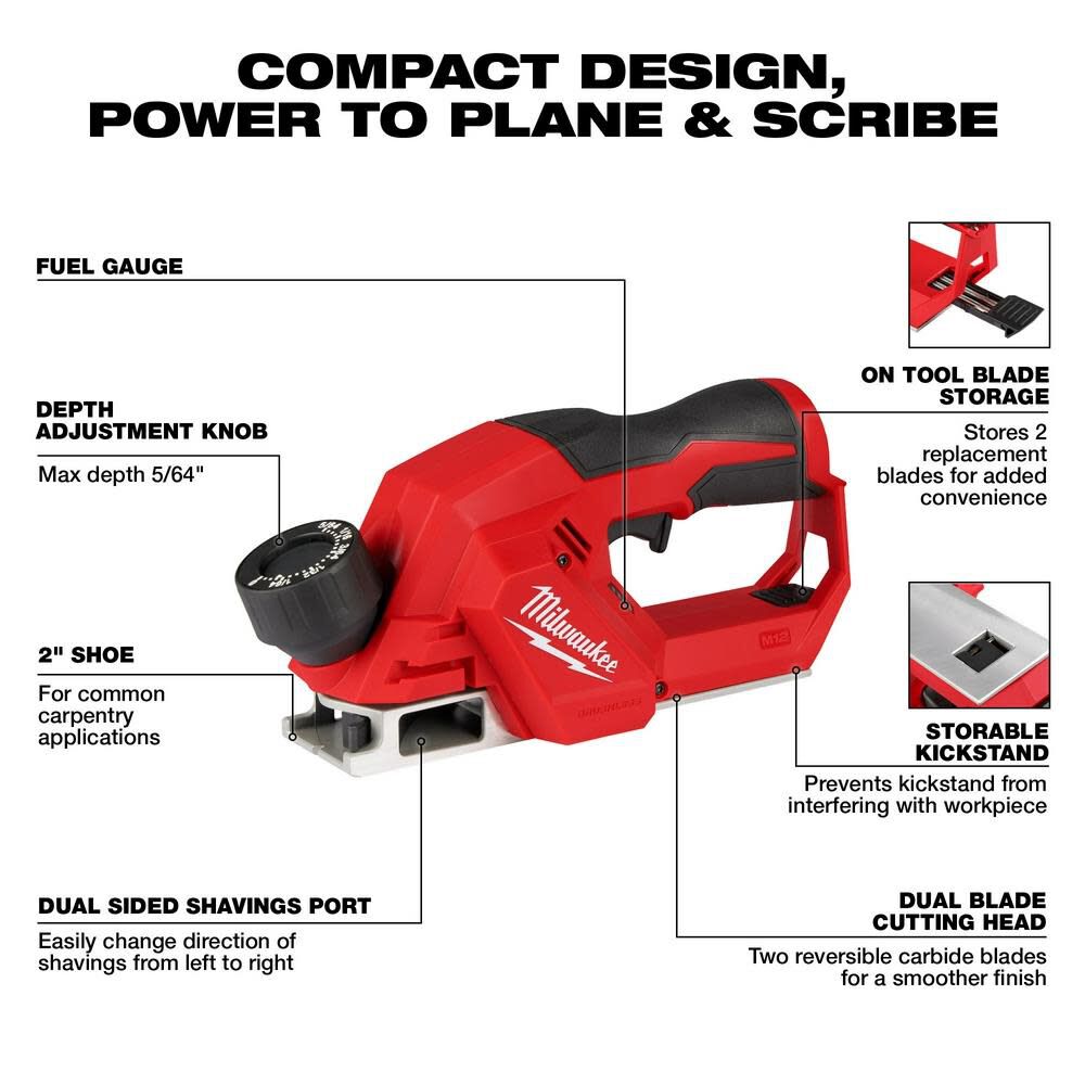 Milwaukee 2524-20 M12 Brushless 2 Planer