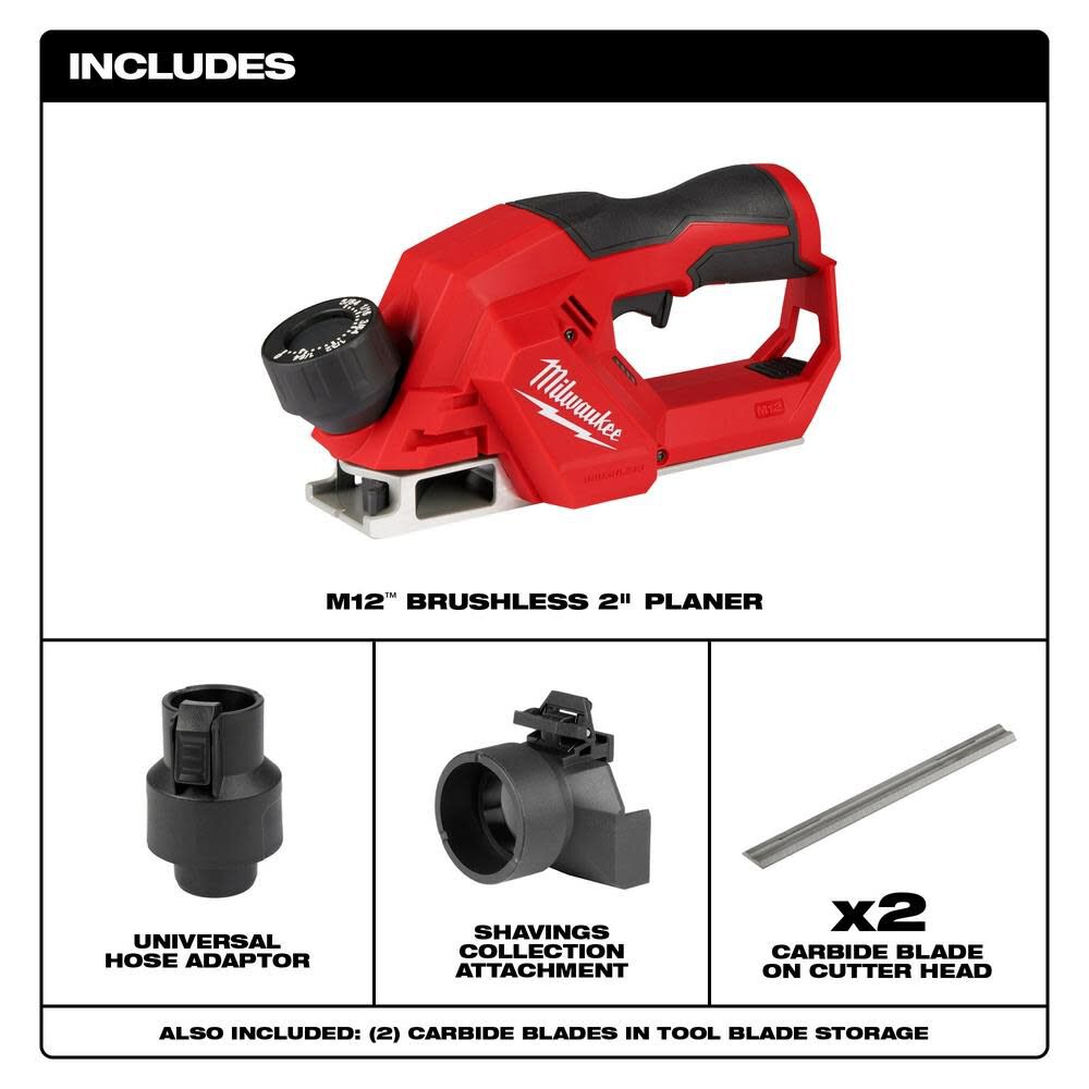 Milwaukee 2524-20 M12 Brushless 2 Planer