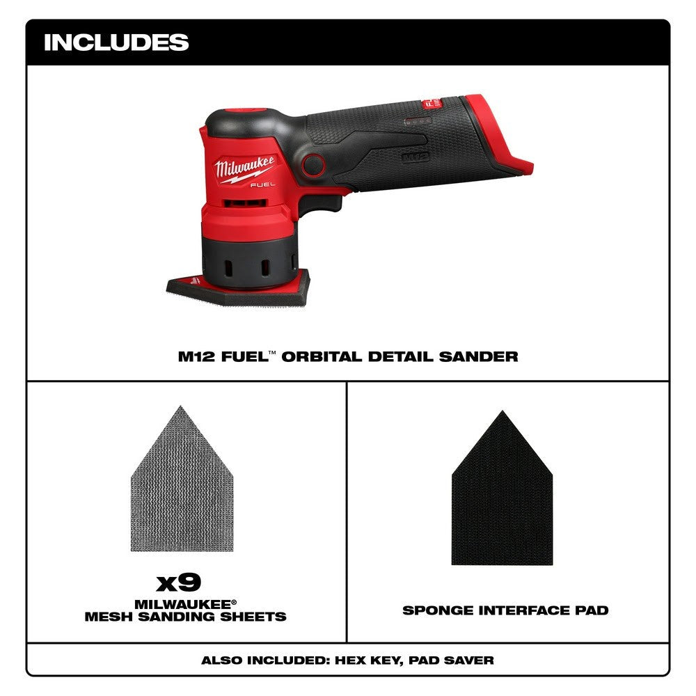 Milwaukee 2531-20 M12 FUEL Orbital Detail Sander, Bare