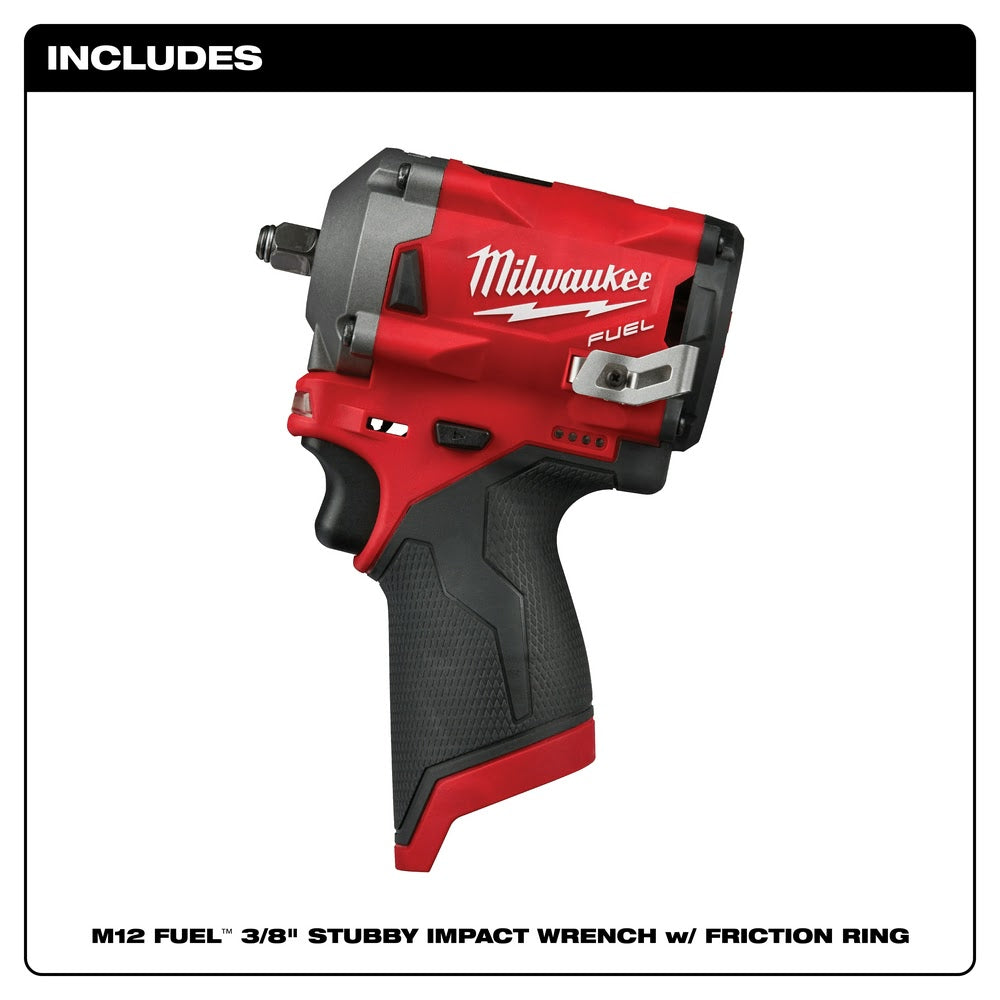 Milwaukee 2554-20 M12 FUEL Stubby 3/8 Impact Wrench, Bare Tool