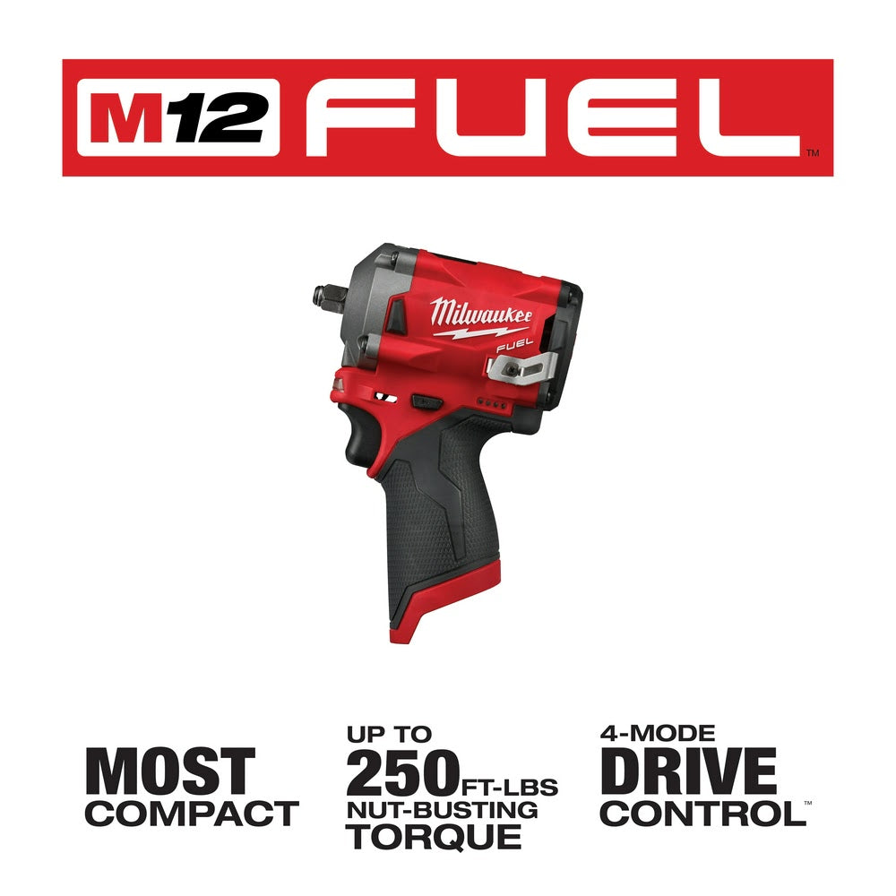 Milwaukee 2554-20 M12 FUEL Stubby 3/8 Impact Wrench, Bare