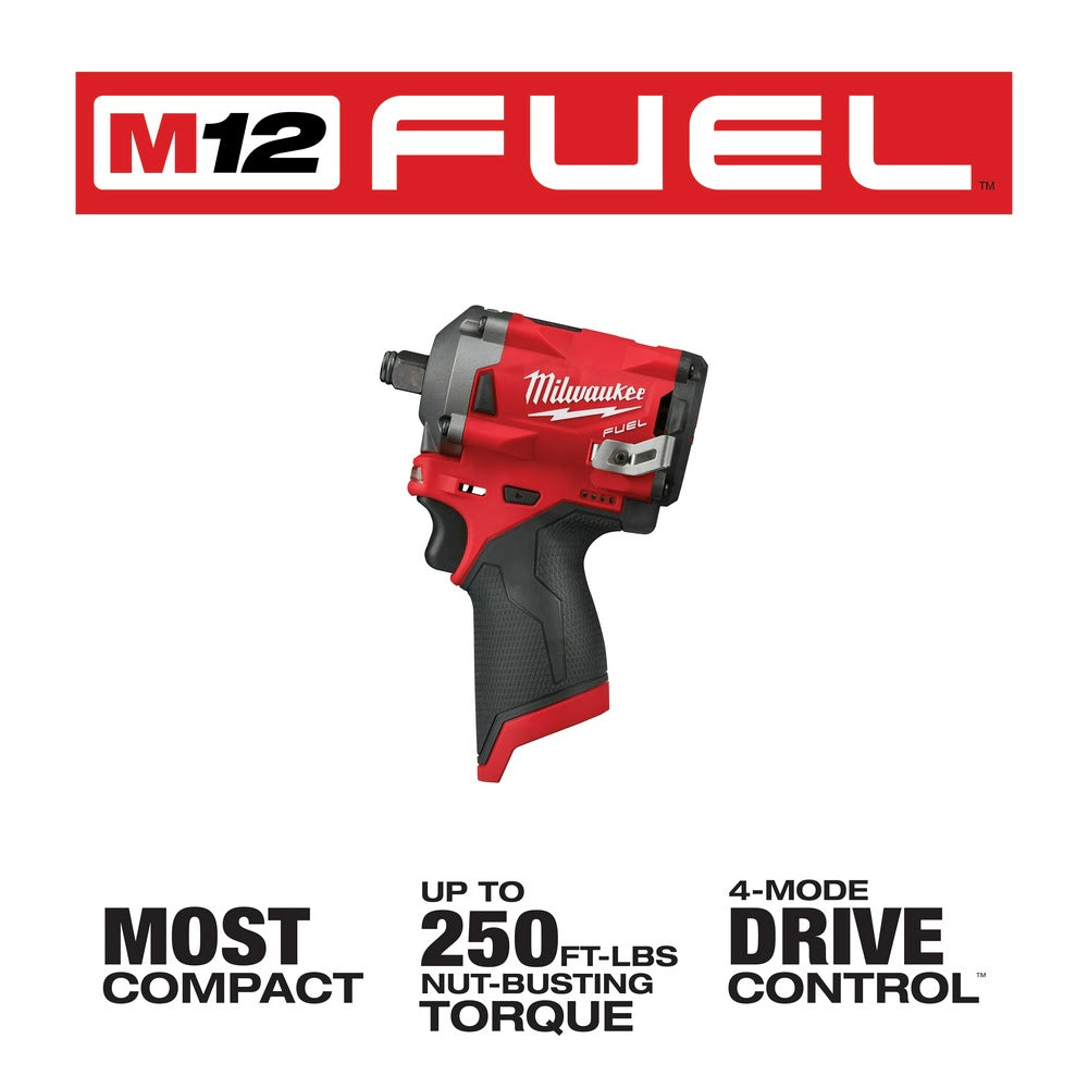 Milwaukee 2555-20 M12 FUEL Stubby 1/2 Impact Wrench, Bare Tool