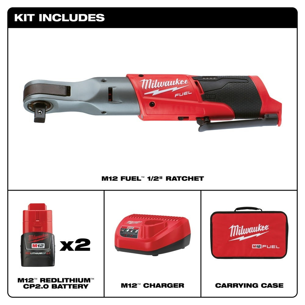 Milwaukee 2558-22 M12 FUEL 1/2 Ratchet 2 Battery Kit