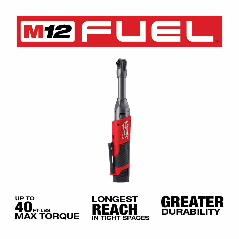 Milwaukee 2559-21 M12 FUEL 1/4 Extended Reach Ratchet 1 Battery Kit