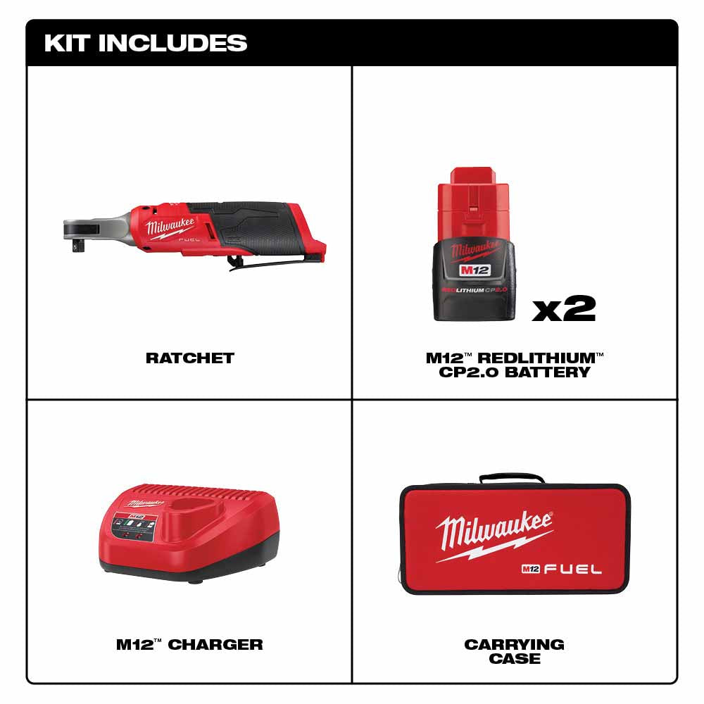 Milwaukee 2567-22 M12 FUEL™ 3/8 High Speed Ratchet Kit