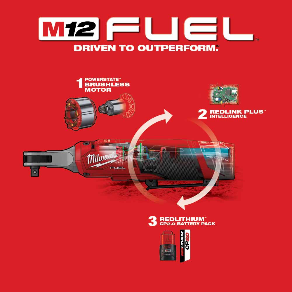 Milwaukee 2567-22 M12 FUEL™ 3/8 High Speed Ratchet Kit