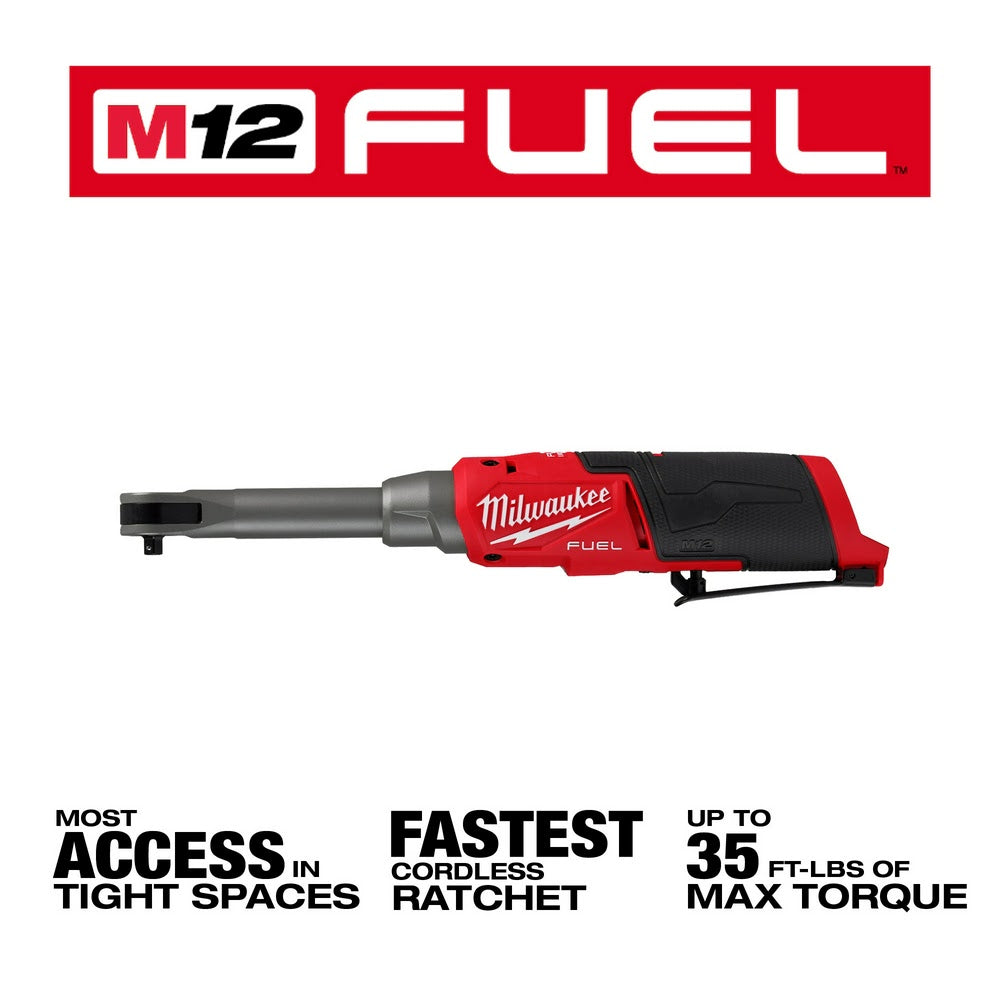 Milwaukee 2568-20 M12 FUEL 1/4 Extended Reach High Speed Ratchet, Bare