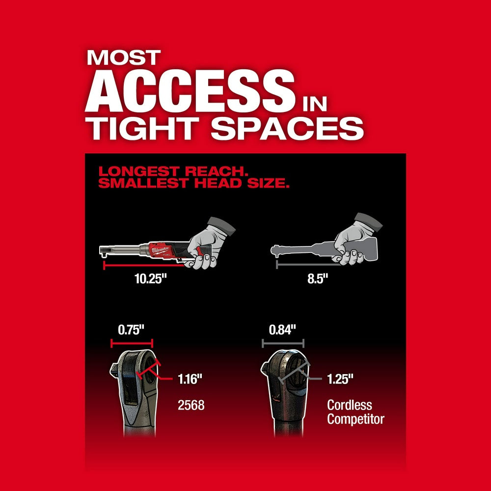 Milwaukee 2568-20 M12 FUEL 1/4 Extended Reach High Speed Ratchet