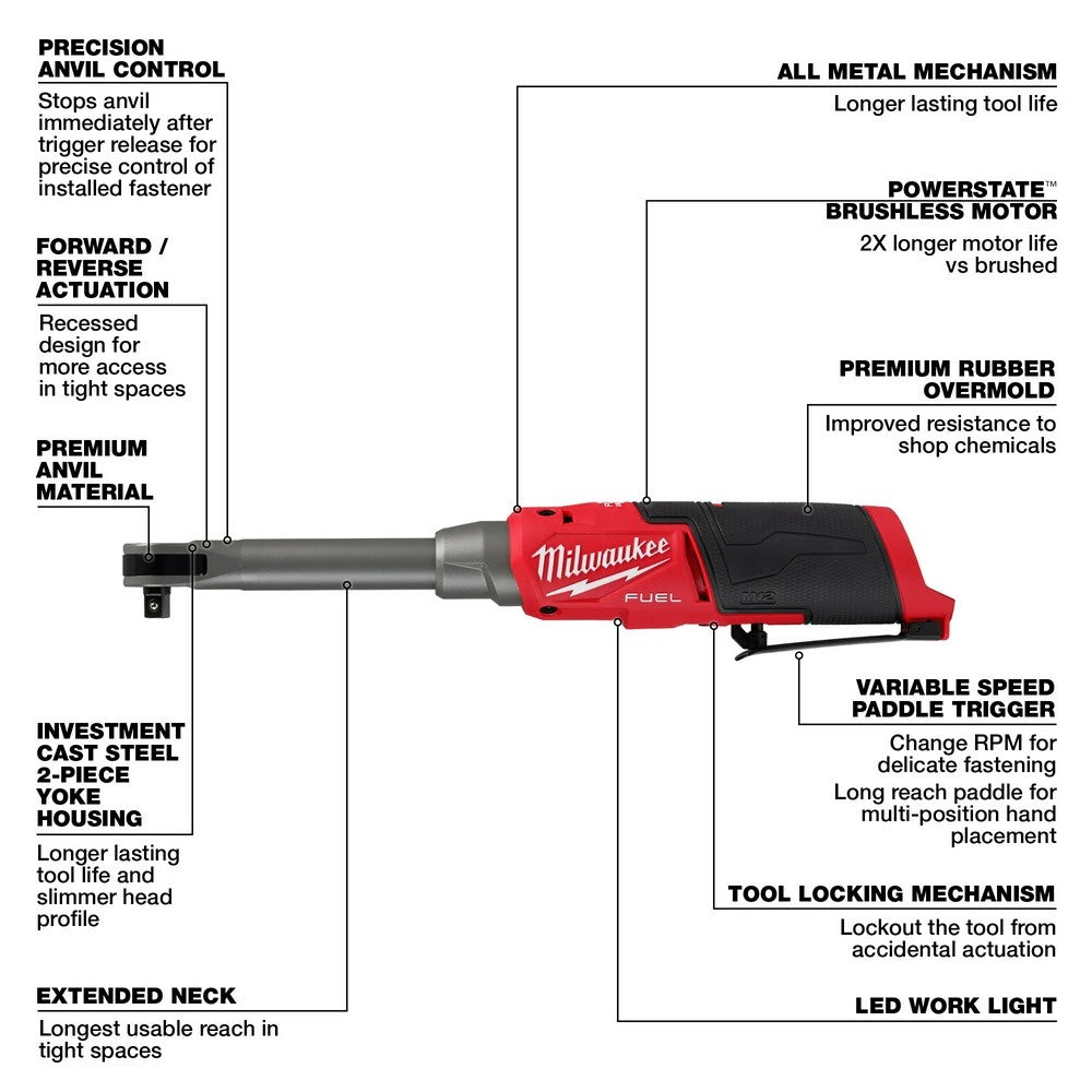 Milwaukee 2569-20 M12 FUEL 3/8 Extended Reach High Speed Ratchet