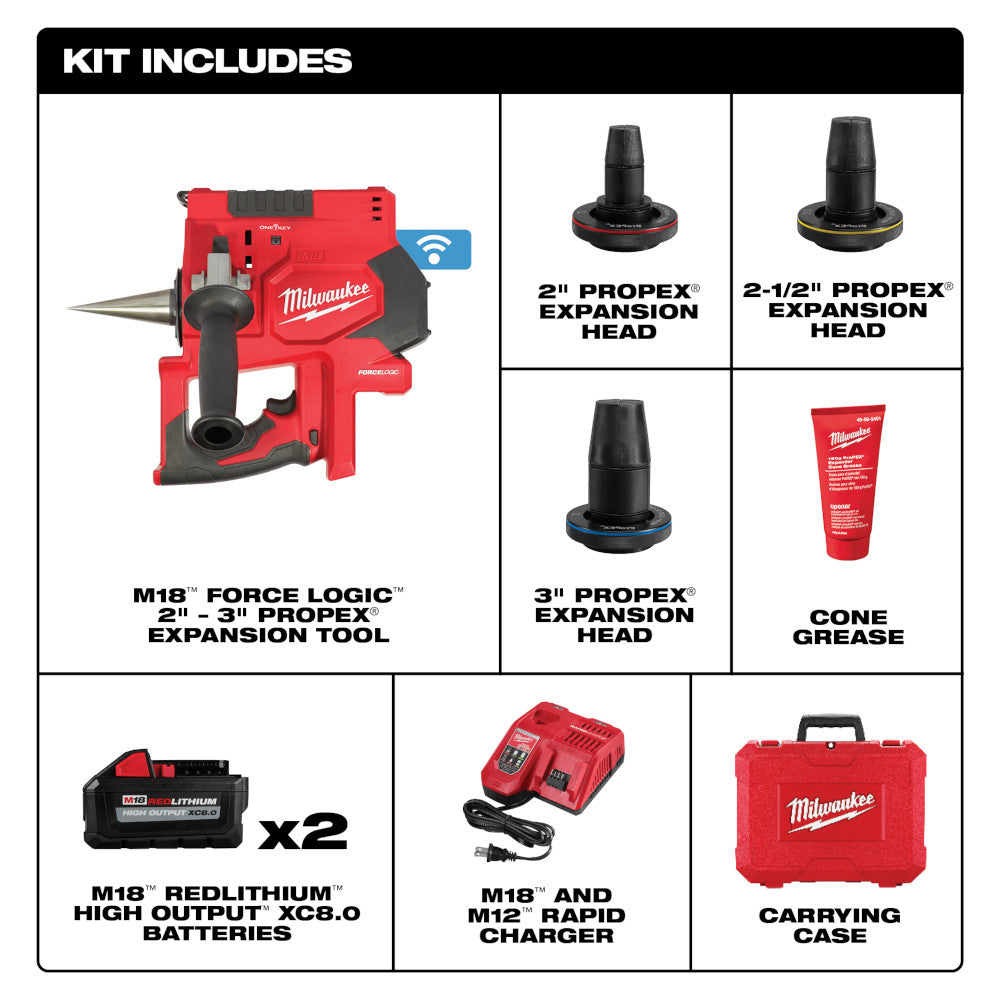 Milwaukee 2633-22HD M18™ FORCE LOGIC™ 2”-3” ProPEX® Expansion Tool Kit
