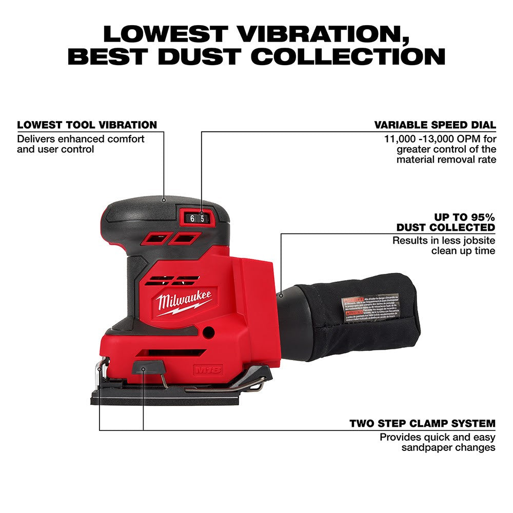 Milwaukee 2649-20 M18 Orbital 1/4 Sheet Sander, Bare Tool