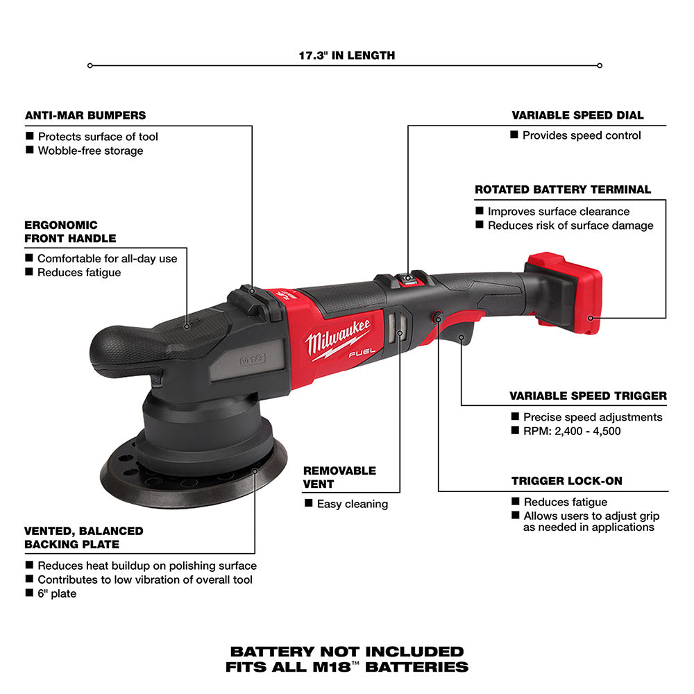 Milwaukee 2685-20 M18 FUEL 6 21mm Random Orbital Polisher Bare Tool