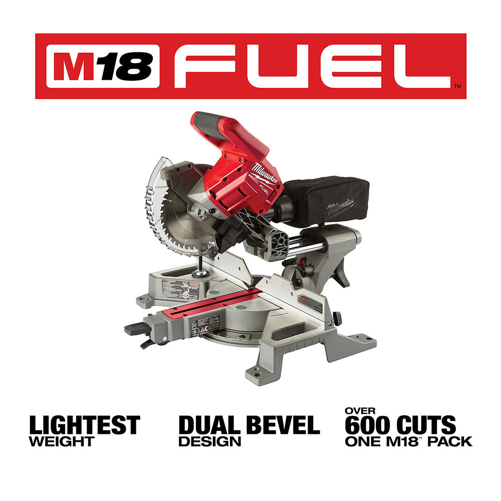 Milwaukee 2733-20 M18 FUEL 7-1/4 Dual Bevel Sliding Compound Miter Saw Bare Tool