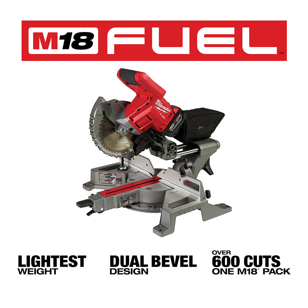 Milwaukee 2733-21 M18 FUEL 7-1/4 Dual Bevel Sliding Compound Miter Saw Kit