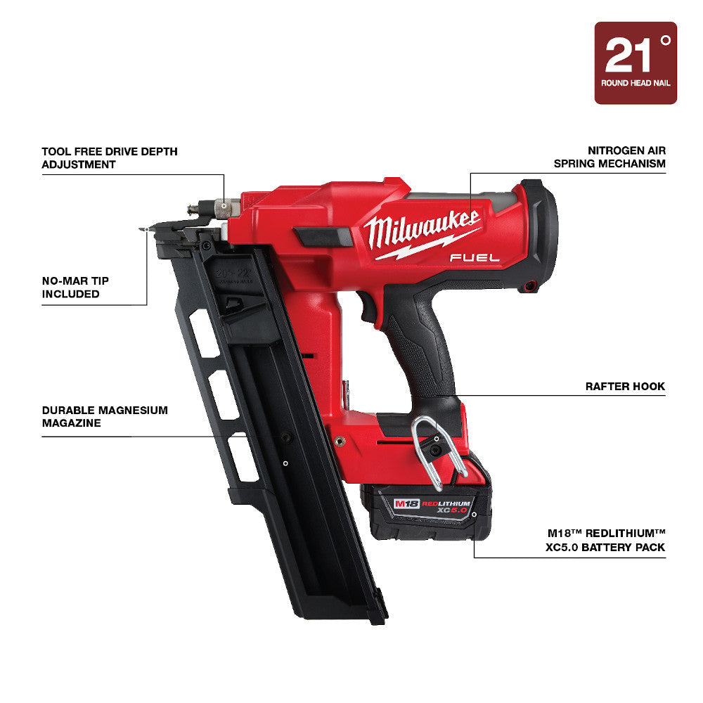 Milwaukee 2744-21 M18 FUEL™ 21 Degree Framing Nailer Kit