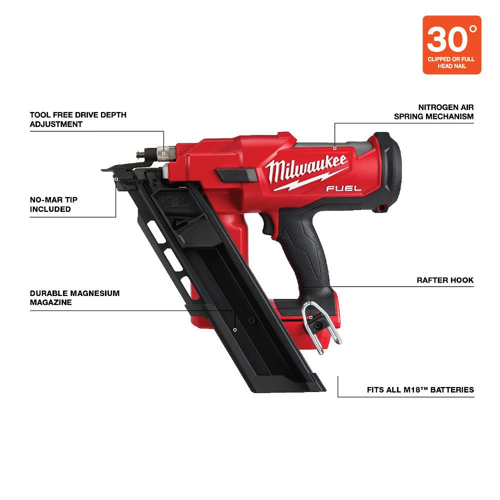 Milwaukee 2745-20 M18 FUEL™ 30 Degree Framing Nailer, Bare Tool