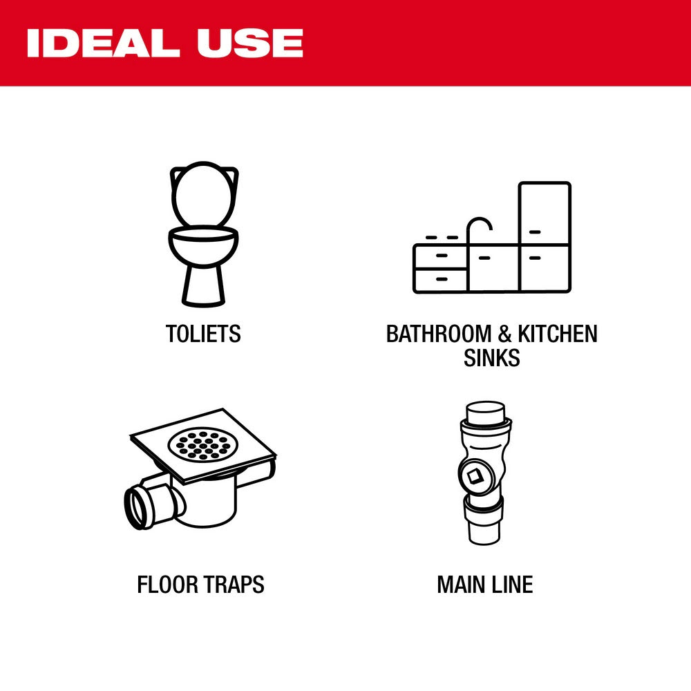 Milwaukee 2819-22 M18 FUEL High Speed Chain Snake for 1-1/2 – 4 Pipes