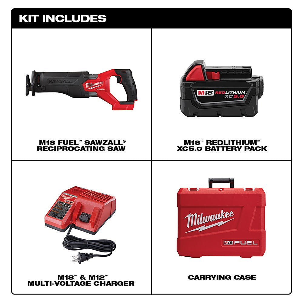 Milwaukee 2821-21 M18 FUEL™ SAWZALL® Recip Saw-1 Battery XC5.0 Kit