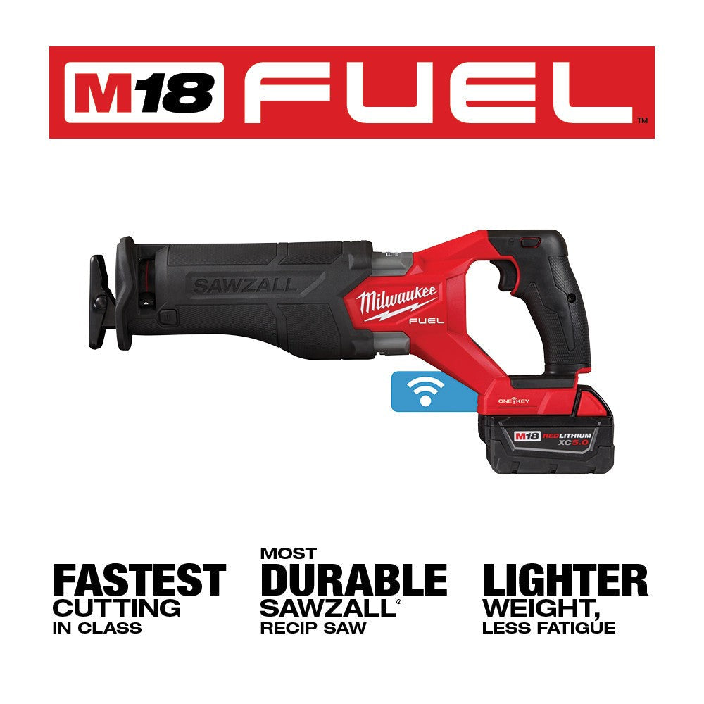 Milwaukee 2822-22 M18 FUEL™ SAWZALL® Recip Saw w/ One-Key™- 2 Battery XC5.0 Kit