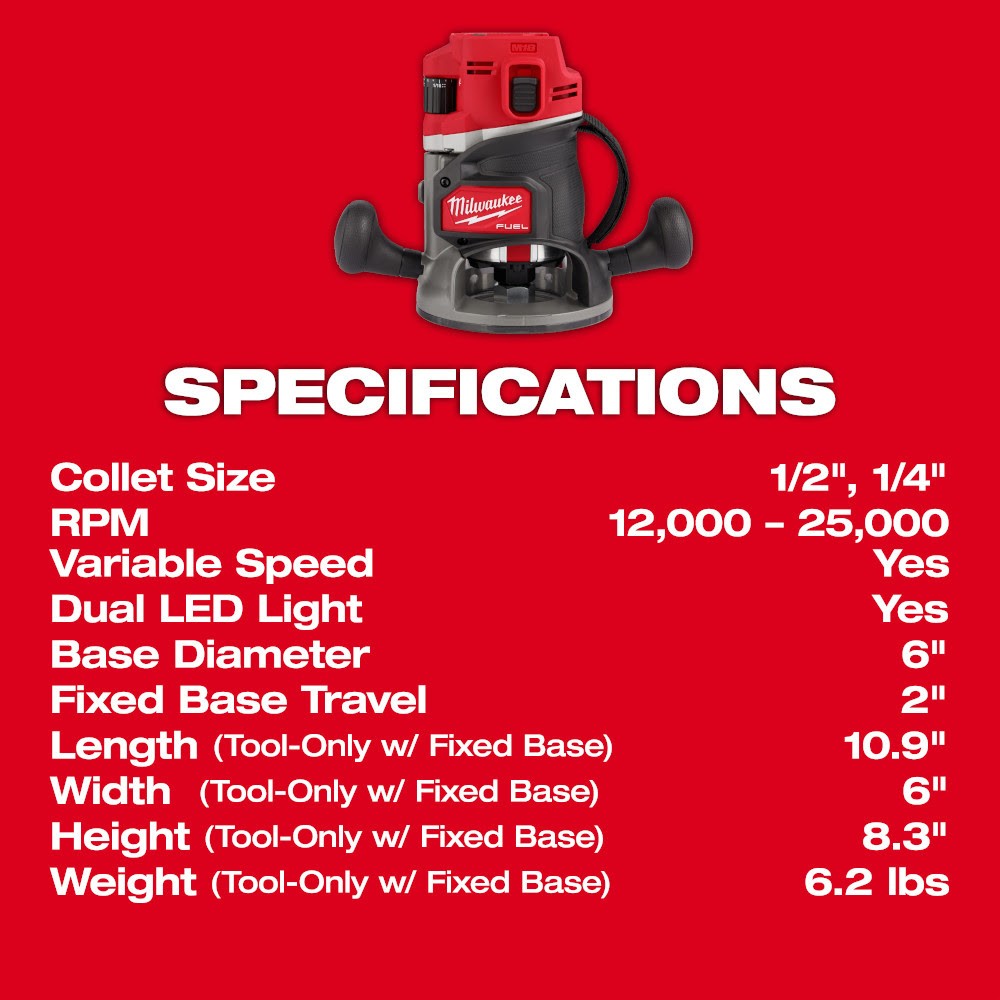 Milwaukee 2838-20 M18 FUEL 1/2 Router