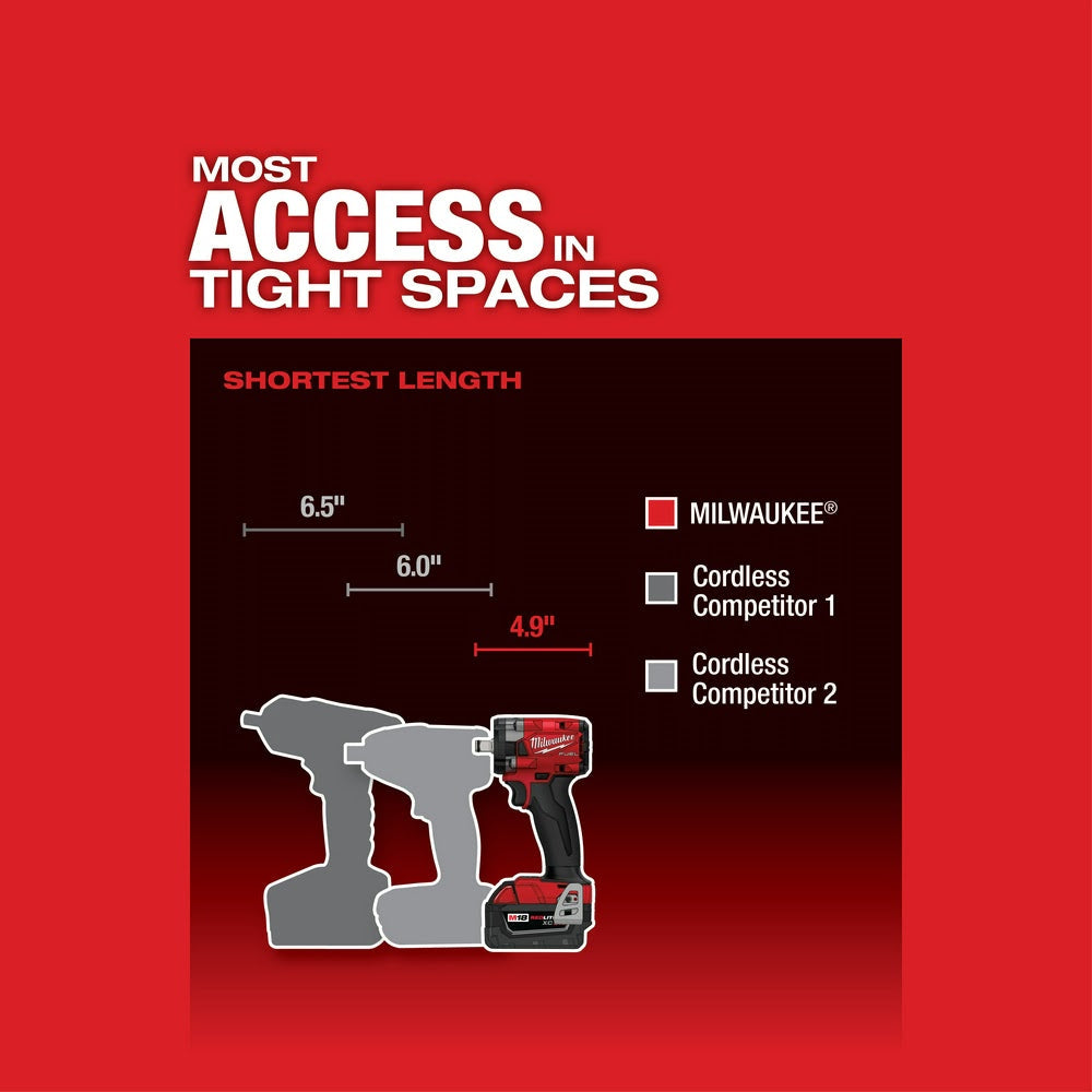 Milwaukee 2855-20 M18 FUEL™ 1/2 Compact Impact Wrench w/ Friction Ring Bare Tool