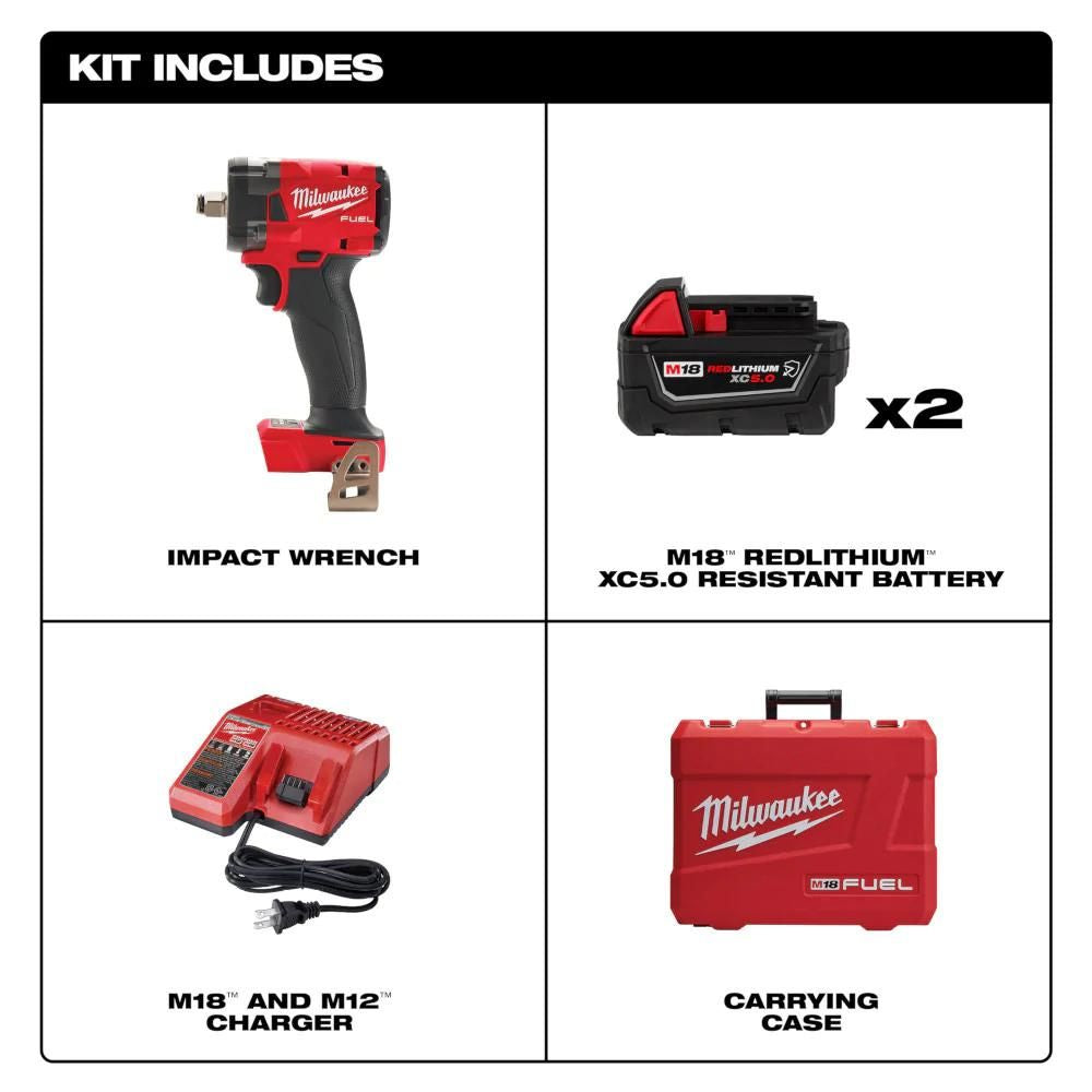 Milwaukee 2855-22R M18 FUEL 1/2 Compact Impact Wrench w/ Friction Ring Kit