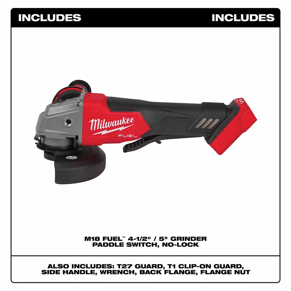 Milwaukee 2880-20 M18 FUEL™ 4-1/2/5 Grinder Paddle Switch, No-Lock, Bare Tool