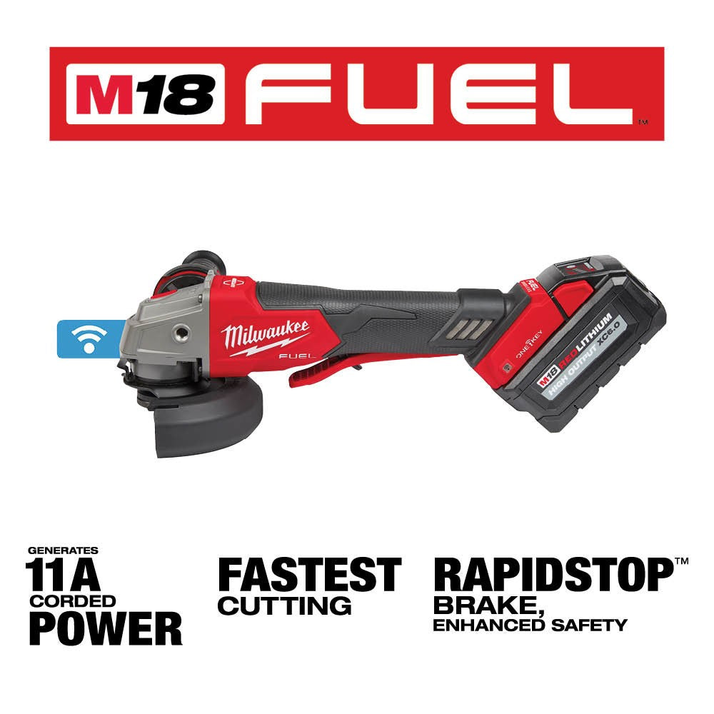 Milwaukee 2882-22 M18 FUEL™ 4-1/2/5 Braking Grinder w/ ONE-KEY™ Paddle Switch, No-Lock Kit