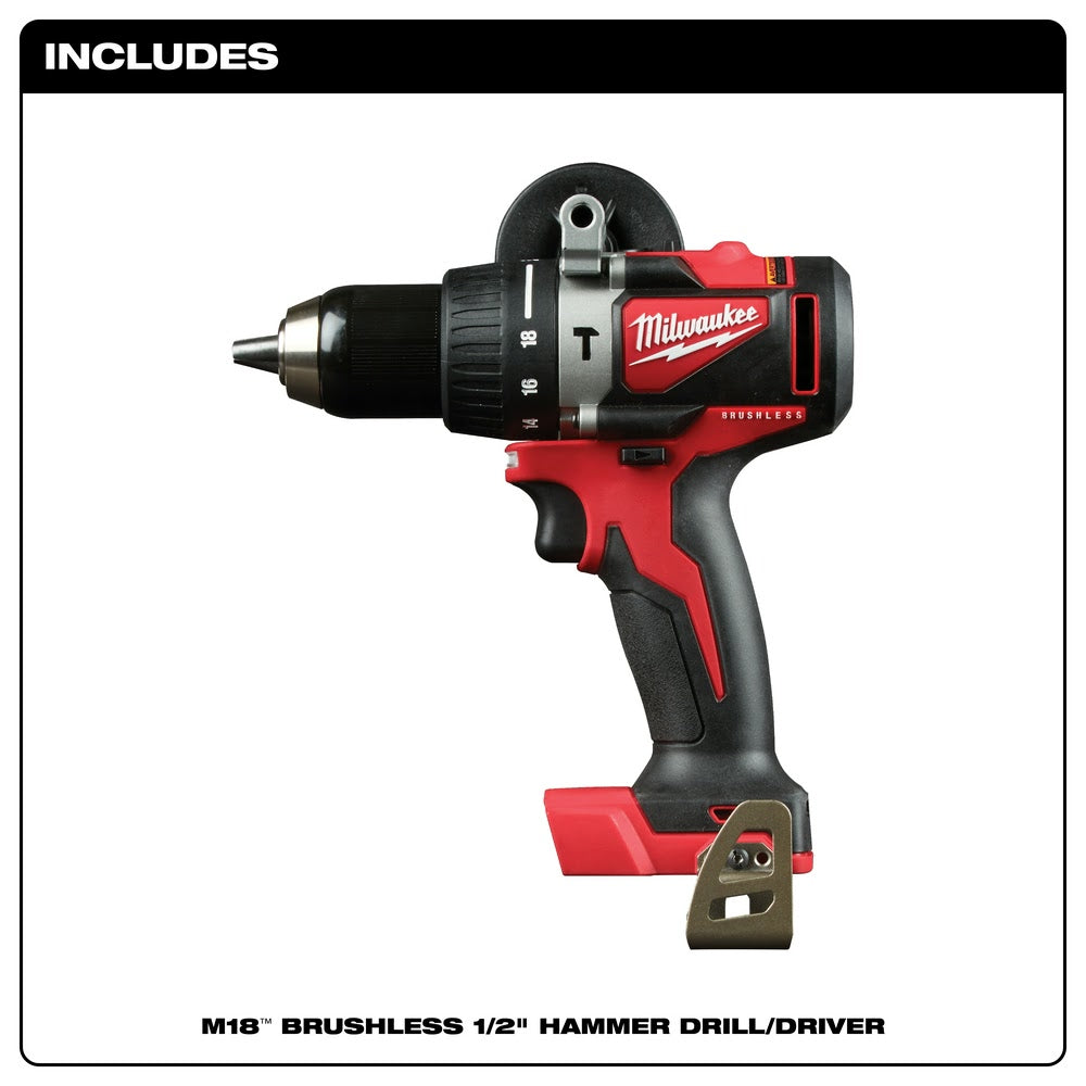 Milwaukee 2902-20 M18 Brushless 1/2 Hammer Drill, Bare Tool