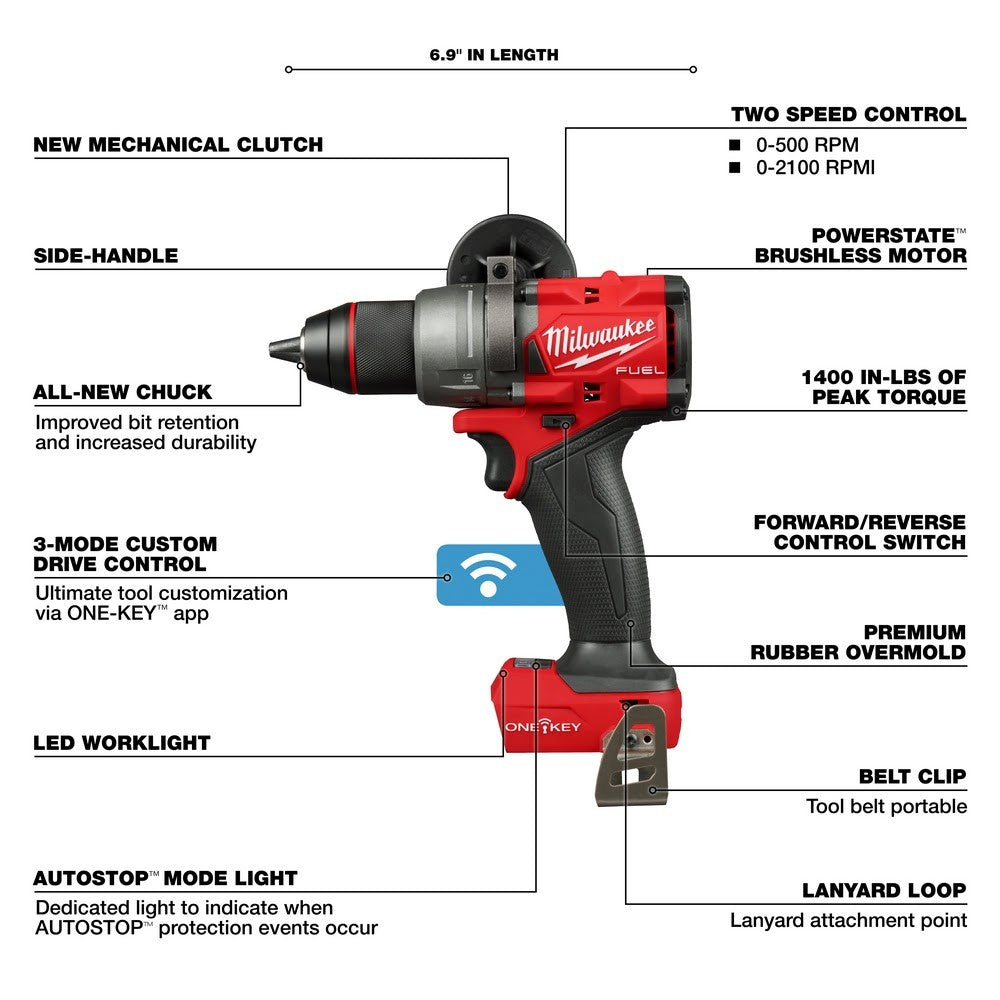 Milwaukee 2906-20 M18 FUEL 1/2 Hammer Drill/Driver w/ ONE-KEY