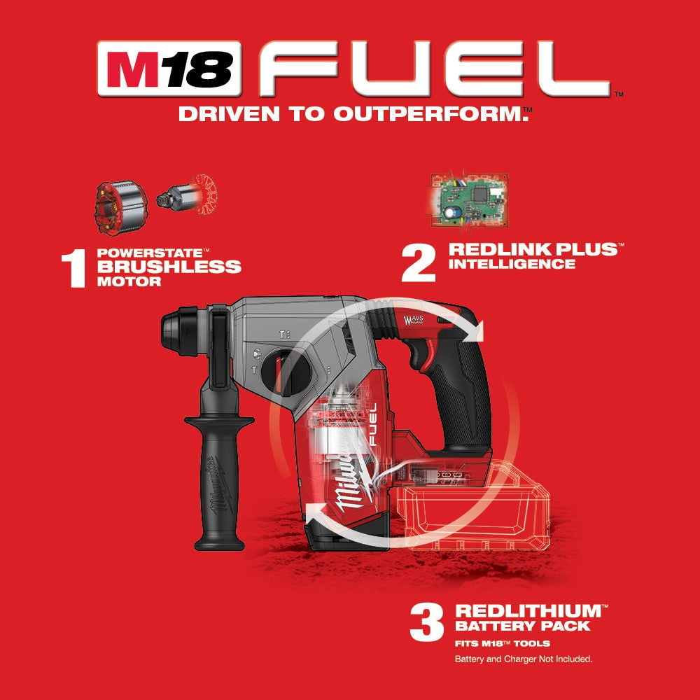 Milwaukee 2912-20 M18 FUEL™ 1 SDS Plus Rotary Hammer, Bare Tool