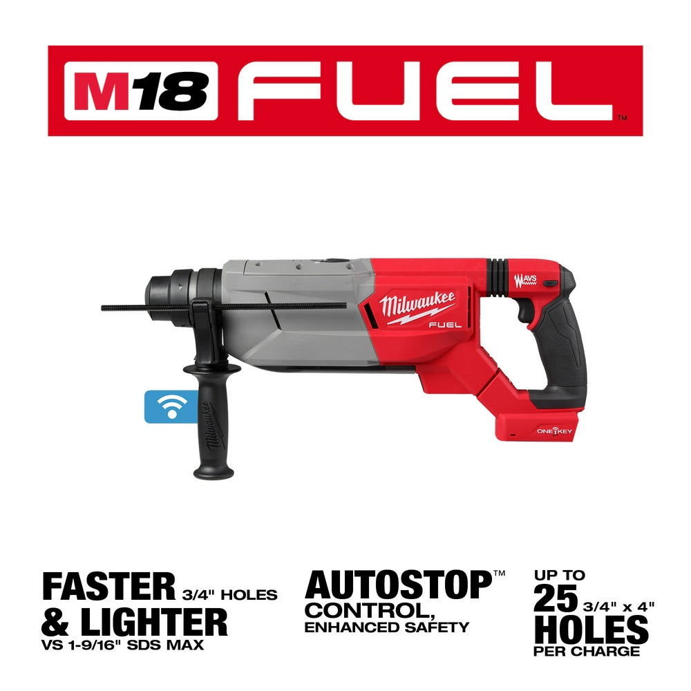 Milwaukee 2916-20 M18 FUEL 1-1/4 SDS Plus D-Handle Rotary Hammer w/ ONE-KEY, Bare Tool